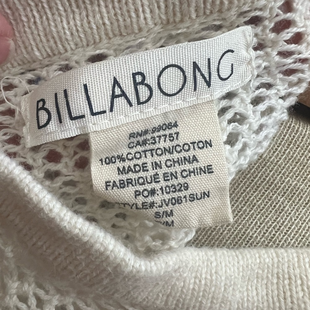 BILLABONG Womens Top Ivory Pullover Beach Swim Cover Up Tunic Size S/M - Picture 5 of 6